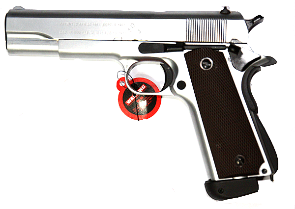BELL M1911 FULL METAL GBB PISTOL (FULL MARKING, SILVER)